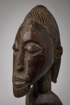 African Ivory Coast Wooden Figure of Male with Bowl - 4668699