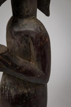 African Ivory Coast Wooden Figure of Male with Bowl - 4668700
