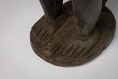 African Ivory Coast Wooden Figure of Male with Bowl - 4668701