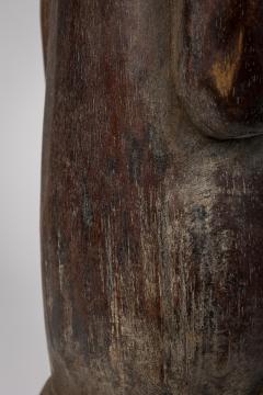 African Ivory Coast Wooden Figure of Male with Bowl - 4668703