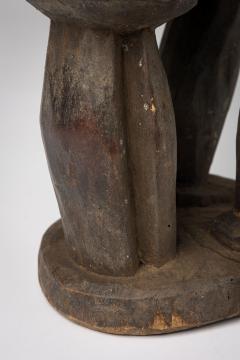 African Ivory Coast Wooden Figure of Male with Bowl - 4668704