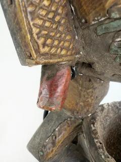 African Kota People Gabon Carved Metal Reliquary Pipe on Stand 20th Century - 4117215