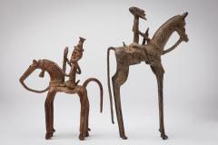 African Mali 20th Century Bronze Dogon Mali pair Horse Rider Figures - 4669404