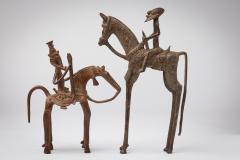 African Mali 20th Century Bronze Dogon Mali pair Horse Rider Figures - 4669406