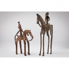 African Mali 20th Century Bronze Dogon Mali pair Horse Rider Figures - 4709329
