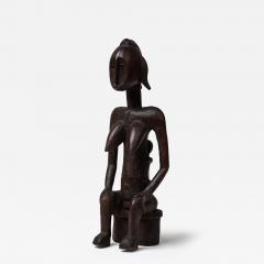 African Mali Late 20th Century Carved Wooden Bamana Maternity Figure with Baby - 4260674