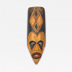 African Namibian Ovambo Carved Elongated Wooden Mask - 4412534