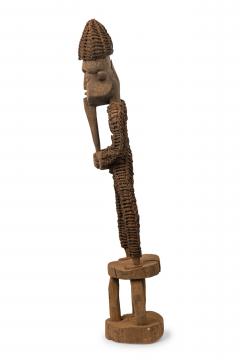 African Nigeria 20th Century Carved Wood Rope Yoruba Male Standing Figure on S - 4665295