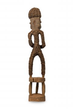 African Nigeria 20th Century Carved Wood Rope Yoruba Male Standing Figure on S - 4665296