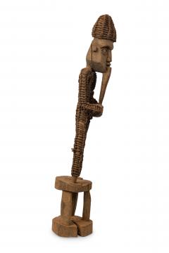 African Nigeria 20th Century Carved Wood Rope Yoruba Male Standing Figure on S - 4665297