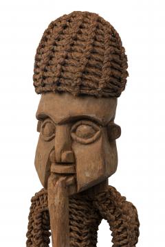 African Nigeria 20th Century Carved Wood Rope Yoruba Male Standing Figure on S - 4665298