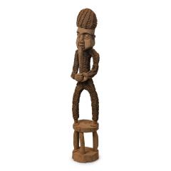 African Nigeria 20th Century Carved Wood Rope Yoruba Male Standing Figure on S - 4732927