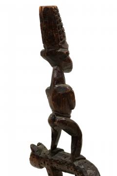 African Sculpture of a Figure Standing on a Leopard - 4408201