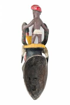 African Sierra Leone Contemporary Carved Painted Wood Temne Headcrest Mask - 4666981
