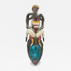 African Sierra Leone Contemporary Carved Painted Wood Temne Headcrest Mask - 4695176