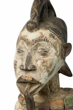 African Southern Nigeria Mid Century Carved Painted Wood Seated Female Anjenu - 4666959