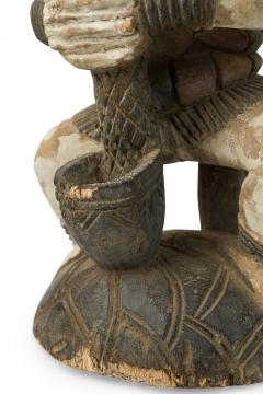 African Southern Nigeria Mid Century Carved Painted Wood Seated Female Anjenu - 4666960