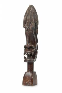 African Tanzania Contemporary Carved Wood Makonde Fearsome Demon Head - 4672225
