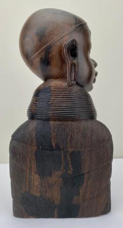 African Woman Bust Hand Carved Ebony Wooden Sculpture - 3403492