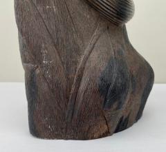 African Woman Bust Hand Carved Ebony Wooden Sculpture - 3403494