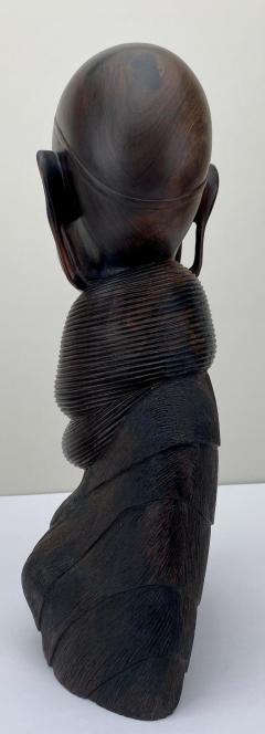 African Woman Bust Hand Carved Ebony Wooden Sculpture - 3403496