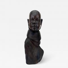 African Woman Bust Hand Carved Ebony Wooden Sculpture - 3405143