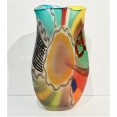 Afro Celotto Afro Celotto Early 2000s Italian Turquoise Yellow Red Orange Murano Glass Vase - 1296332