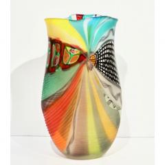 Afro Celotto Afro Celotto Early 2000s Italian Turquoise Yellow Red Orange Murano Glass Vase - 1296333