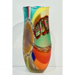 Afro Celotto Afro Celotto Early 2000s Italian Turquoise Yellow Red Orange Murano Glass Vase - 1296334