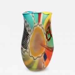 Afro Celotto Afro Celotto Early 2000s Italian Turquoise Yellow Red Orange Murano Glass Vase - 1298175