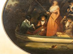 After George Moreland Framed Oil On Tin Painting A Party Angling  - 4611747