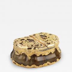 Agate Snuffbox With Two Compartments In A Gold Mount Germany Dresden - 4824072