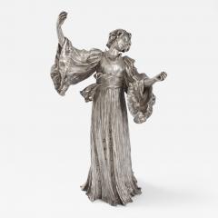 Agathon L onard French Art Nouveau Silvered Figural Sculpture by Leonard - 236483