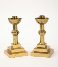 Aged Brass Art Deco Candlesticks - 4381594