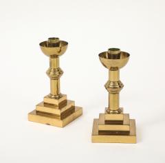 Aged Brass Art Deco Candlesticks - 4381597