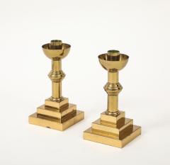 Aged Brass Art Deco Candlesticks - 4381598