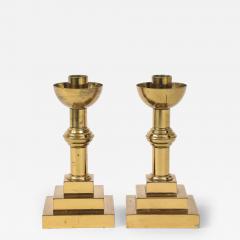 Aged Brass Art Deco Candlesticks - 4383752