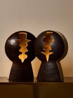 Agn s de Bizet Pair of Sculptural Ceramic Table or Wall Lamps by Agn s de Bizet - 4693322