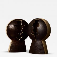 Agn s de Bizet Pair of Sculptural Ceramic Table or Wall Lamps by Agn s de Bizet - 4713884