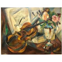 Agnes Weinrich Cubist Still Life Violin by Agnes Weinrich Signed Dated 1922 - 1736650