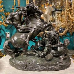 Aim Millet La Chasse Au Lion The Lion Hunt Monumental Bronze Sculpture after Aime Millet - 2137899