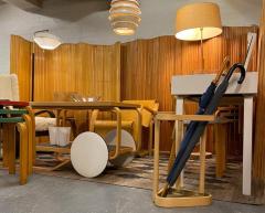 Aino Aalto Rare Aino Aalto Floor Lamp Model 806A in Birch and Linen Taito Oy 1930s - 3991013