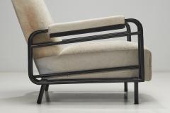 Airborne Metal Lounge Chairs Upholstered in Cow Hide France ca 1950s - 3264099