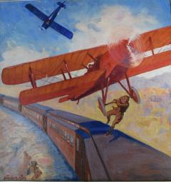 Airplane Action Comic Book Cover Painting - 1711744