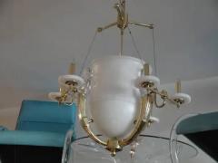 Alabaster and Brass Art Deco Style Chandelier - 3326430