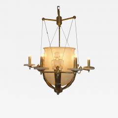 Alabaster and Brass Art Deco Style Chandelier - 3330895