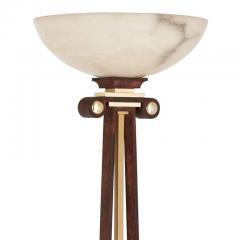 Alabaster gilt metal and patinated iron floor lamp - 3345441