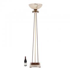 Alabaster gilt metal and patinated iron floor lamp - 3345443
