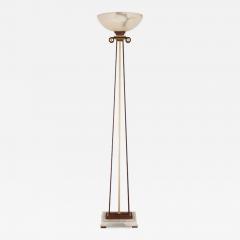 Alabaster gilt metal and patinated iron floor lamp - 3347867