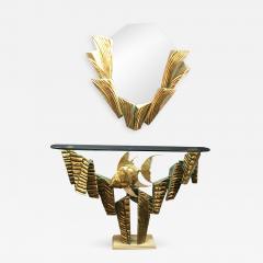 Alain Chervet Brass Coral Console and Mirror by Alain Chervet - 518421